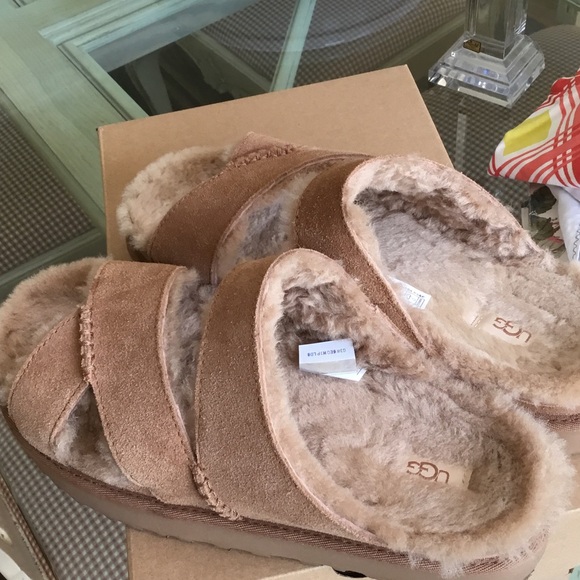 UGG Shoes - UGG Women's Chestnut Suede Shearling Slide Slippers